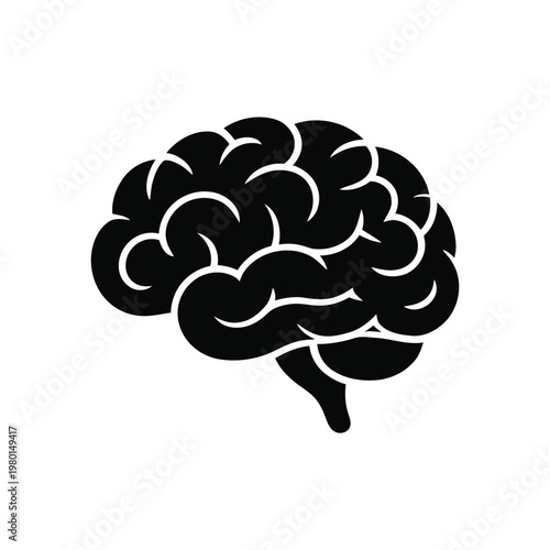 Human brain icon, neuroscience lecture poster, mental health awareness session, psychology research branding, cognitive learning theme, education conference vector illustration