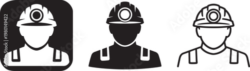 Bold miner worker helmet icon vector.