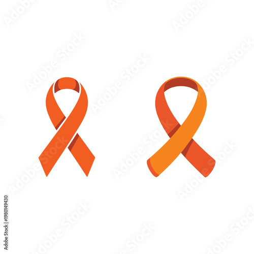 Orange awareness ribbon symbol for charity support, leukemia campaign, prevention month, fundraising event graphics, health community outreach, volunteer resources