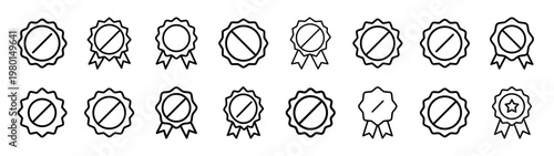 promotion badge minimalist black outline vector illustration icon set collection.