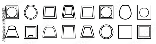 protected zone minimalist black outline vector illustration icon set collection.