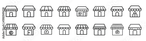 promotion zone minimalist black outline vector illustration icon set collection.