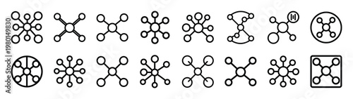 rhythm network minimalist black outline vector illustration icon set collection.