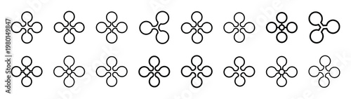 ripple network minimalist black outline vector illustration icon set collection.