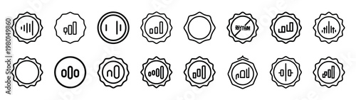 rhythm zone minimalist black outline vector illustration icon set collection.