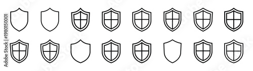 secure zone minimalist black outline vector illustration icon set collection.