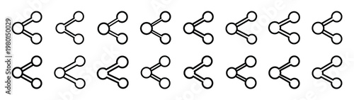 share network minimalist black outline vector illustration icon set collection.