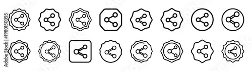 share zone minimalist black outline vector illustration icon set collection.