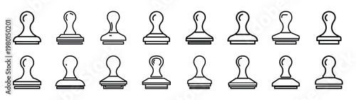 stamp zone minimalist black outline vector illustration icon set collection.