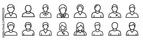 subscriber network minimalist black outline vector illustration icon set collection.