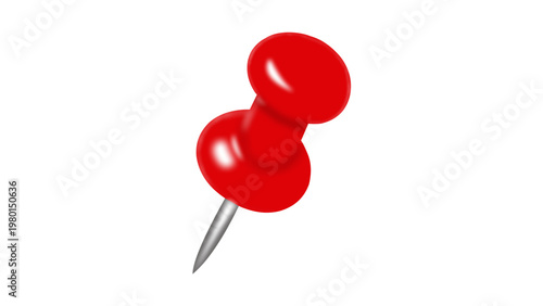 Red Glossy Push Pin Office Stationery Icon