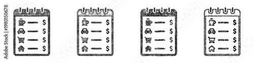 Sketch daily expenses icon design set