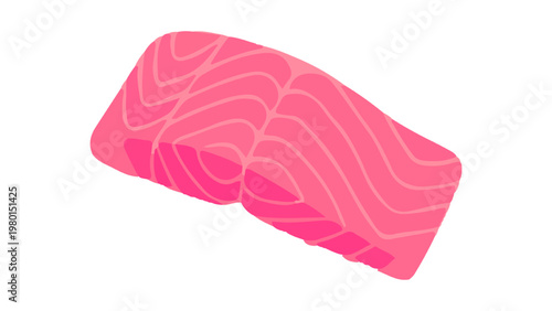 Fresh Raw Salmon Fillet Slice Isolated on White Background