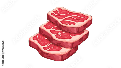 Raw Beef Steak Slices Illustration Fresh Meat Protein