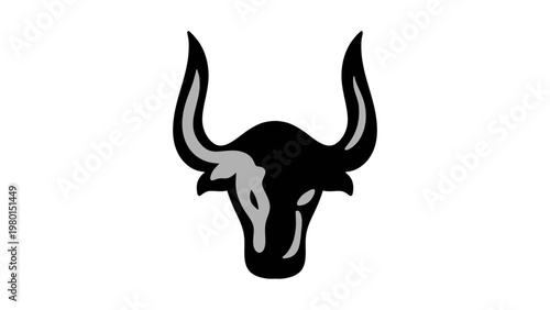 Black Bull Head Silhouette Icon Strong Buffalo Mascot Logo