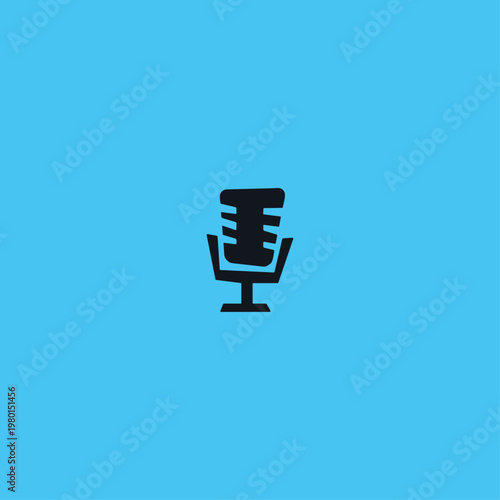 Podcast mic icon flat vector logo design