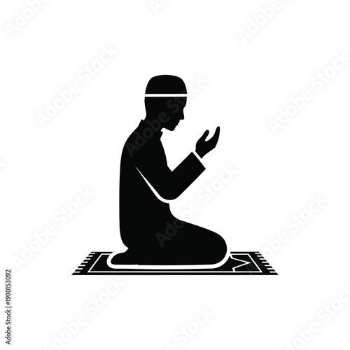 Muslim man praying silhouette a devotional moment of islamic faith and spirituality