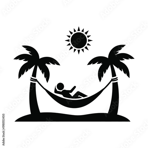 Tropical relaxation a person resting in a hammock between palm trees