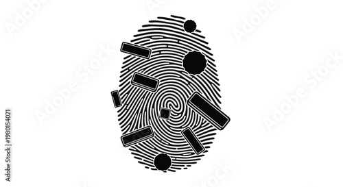 Fingerprint with digital elements and black dots