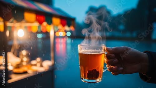 A grid of vintage tea cups and assorted spring flowers arranged on pastel colored square tiles