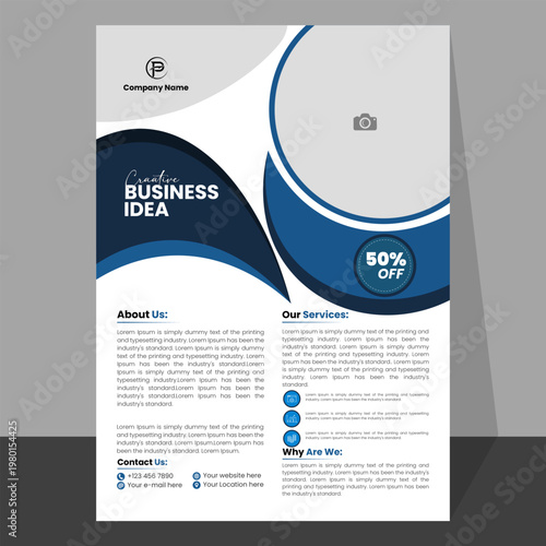 Creative business idea flyer with discount offer and services list.