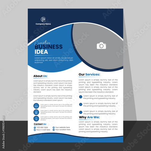 Modern business idea flyer with professional layout and discount offer.