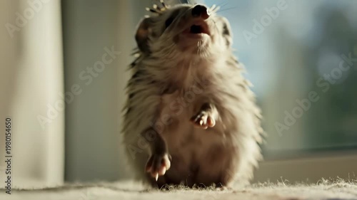 Adorable Hedgehog Poses in Sunlight, Capturing Its Charming Features.