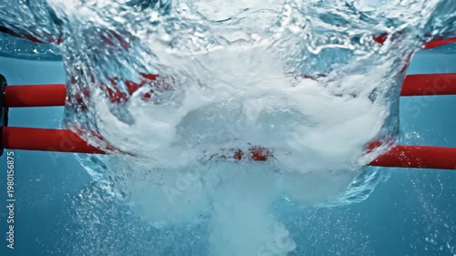 Underwater Swimming Pool Lane Lines and Bubbles.