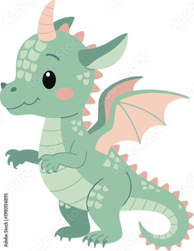 Cute cartoon baby dragon fantasy