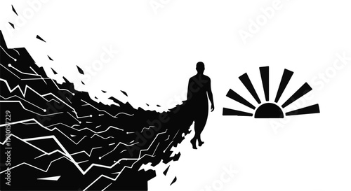 man walking towards sunrise new beginnings