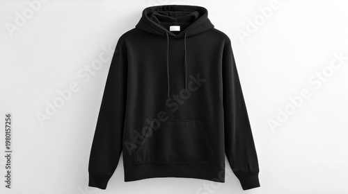 Plain Black Hoodie Mockup for Print Design and Graphics Overlay