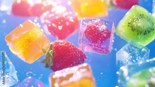 Refreshing Fruit Ice Cubes - A Colorful Summer Delight.