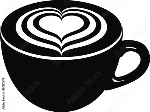 Coffee cup with heart latte art cappuccino
