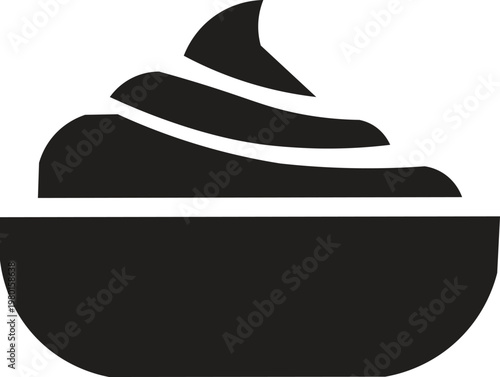 Minimalist cream bowl vector icon, black cosmetic moisturizer silhouette, whipped skincare product symbol for beauty and spa branding