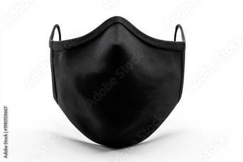 Front view of a matte black face mask mockup on a white background