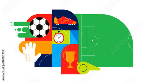 Geometric background for soccer World Championship 2026. Modern colorful football competition design.