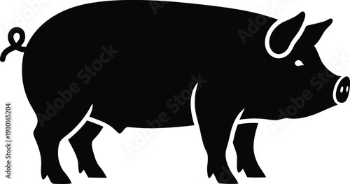 A black silhouette of a pig