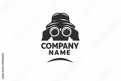 Safari guide in black and white silhouette, pointing forward