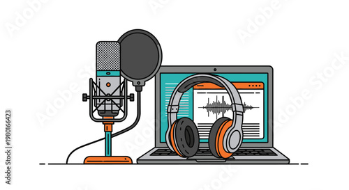 Podcast Recording Studio Equipment Setup.