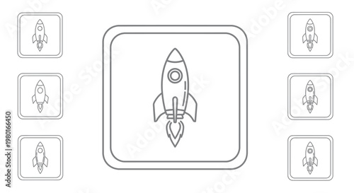 Rocket Ship Icon Design Elements.