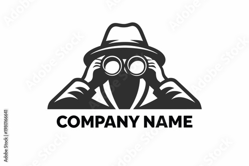 Clean black and white vector art of a safari guide pointing outwards