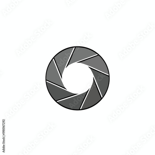 Abstract Black and White Camera Shutter Icon for Photography and Media Design