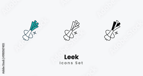 Leek icons vector set stock illustration