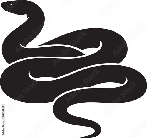 Coiled snake silhouette with silhouette illustration wildlife venomous creature minimalist stylized predator