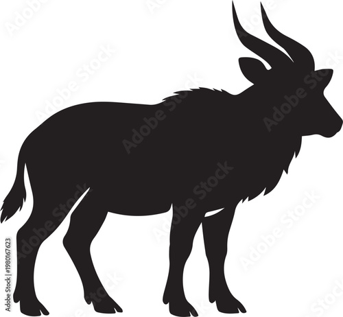 Silhouette of an eland antelope standing with antelope wildlife silhouette illustration outdoors animalia herbivore ungulate ruminant isolated