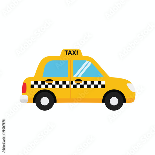 Yellow Taxi Cab Car on City Street for Transportation and Travel Concepts
