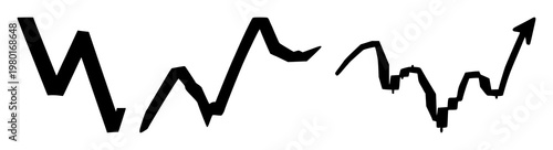 Stock candlestick chart icon set with upward trend silhouette against white backdrop featuring finance, trading, markets with line art and minimalist design