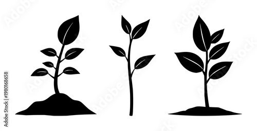 Financial growth plant sprout set with monoline icon design featuring financial, growth, plant with economic and prosperity