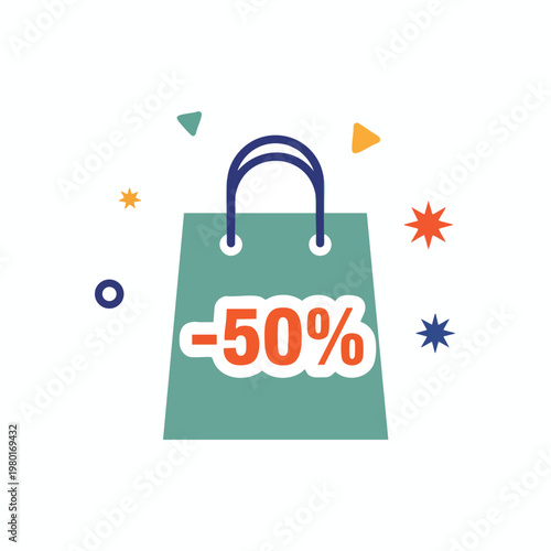 Discount Shopping Bag with 50 Off Promotion for Retail Sales and Special Offers