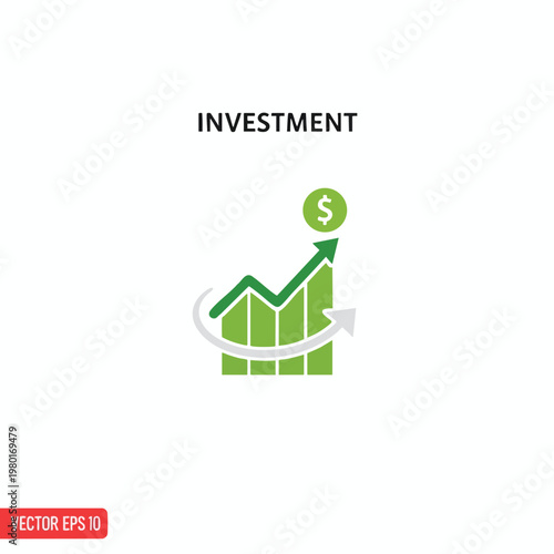 Business Investment Growth Chart with Arrow and Dollar Sign